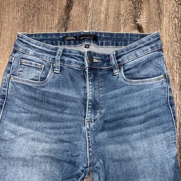 Seethrusoul High Rise Ankle Skinny Blue Jeans Size 26 Raw Hem Distressed - Picture 3 of 7